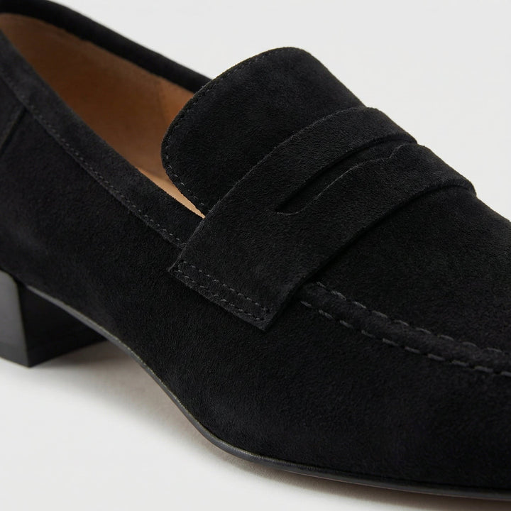 Women's Suede Leather Loafers Moccasin Low Block Heel Shoes