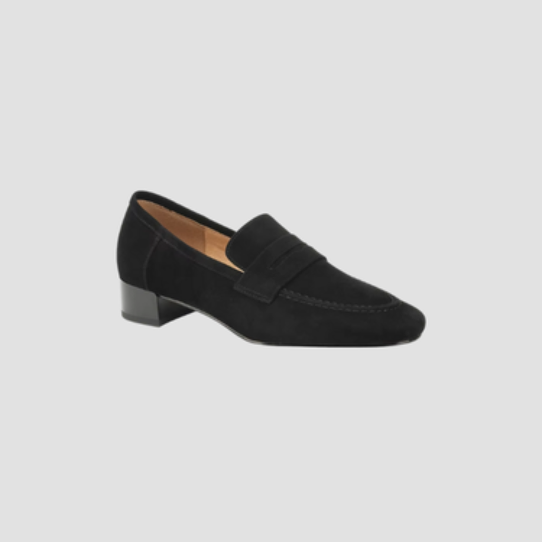 Women's Leather Heeled Loafers Office Shoes