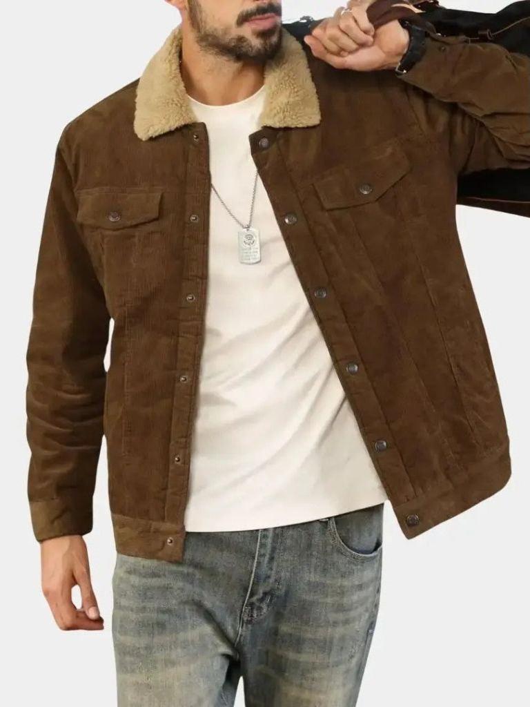 Men’s Wool-Blend Suede Trucker Jacket