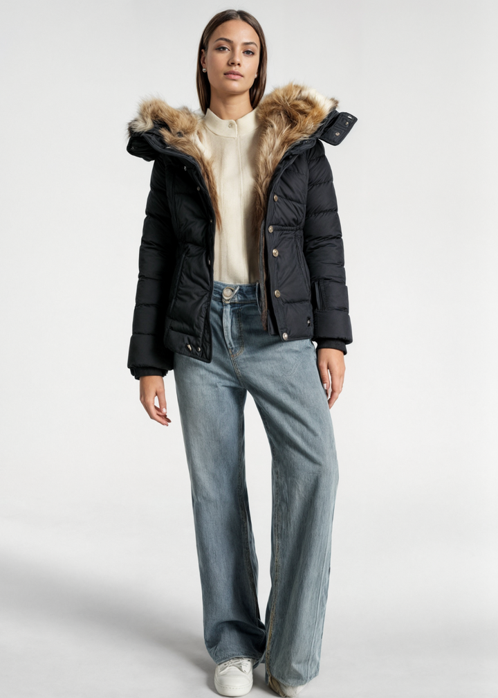 Women's Fleece Puffer Jacket Hooded Parka
