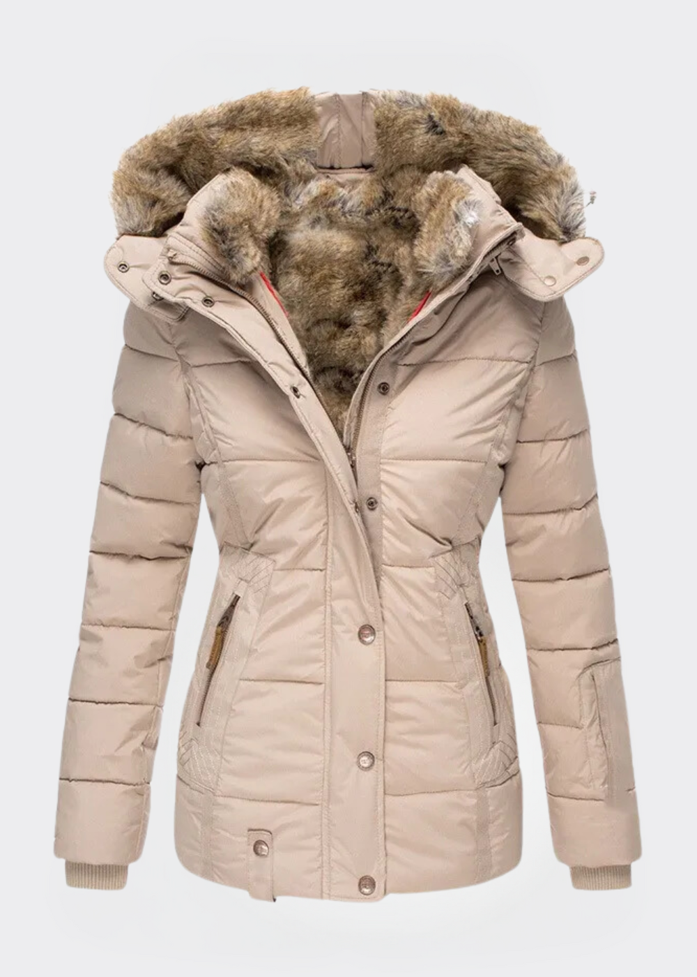Women's Fleece Puffer Jacket Hooded Parka