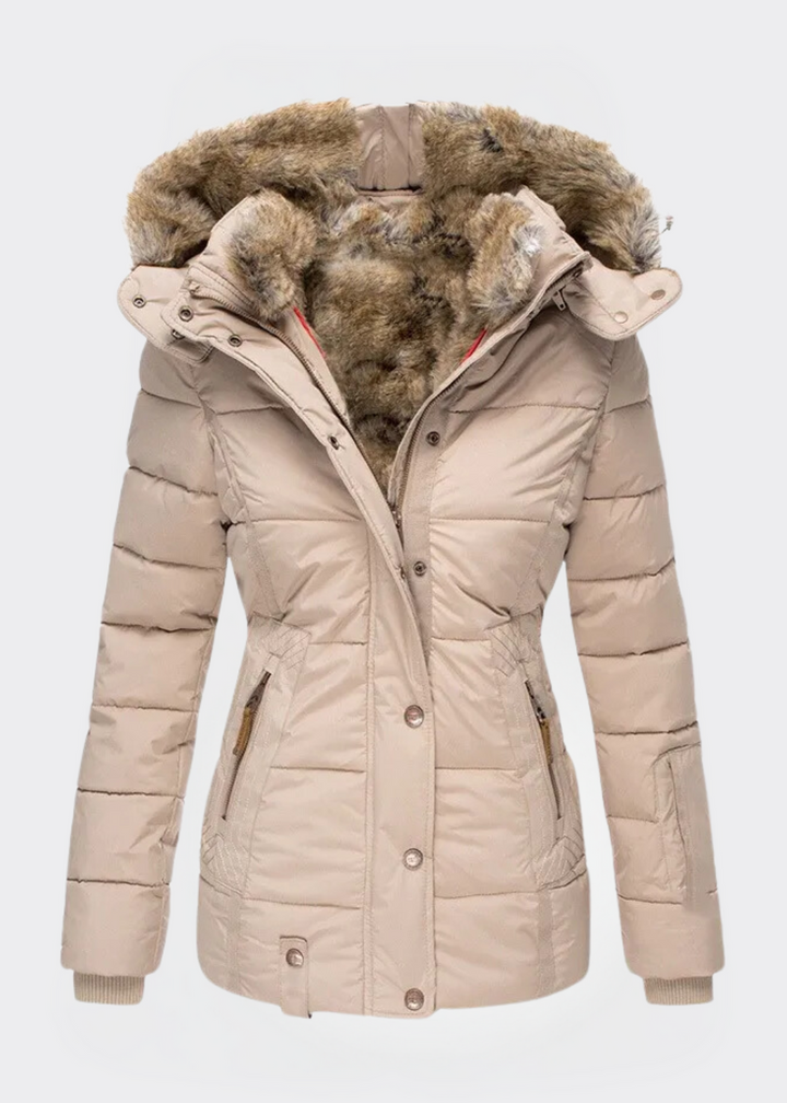 Women's Fleece Puffer Jacket Hooded Parka