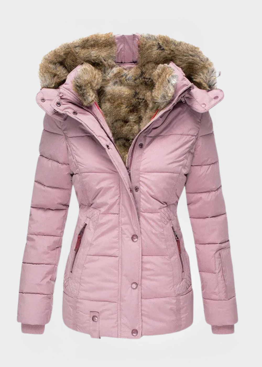 Women's Fleece Puffer Jacket Hooded Parka