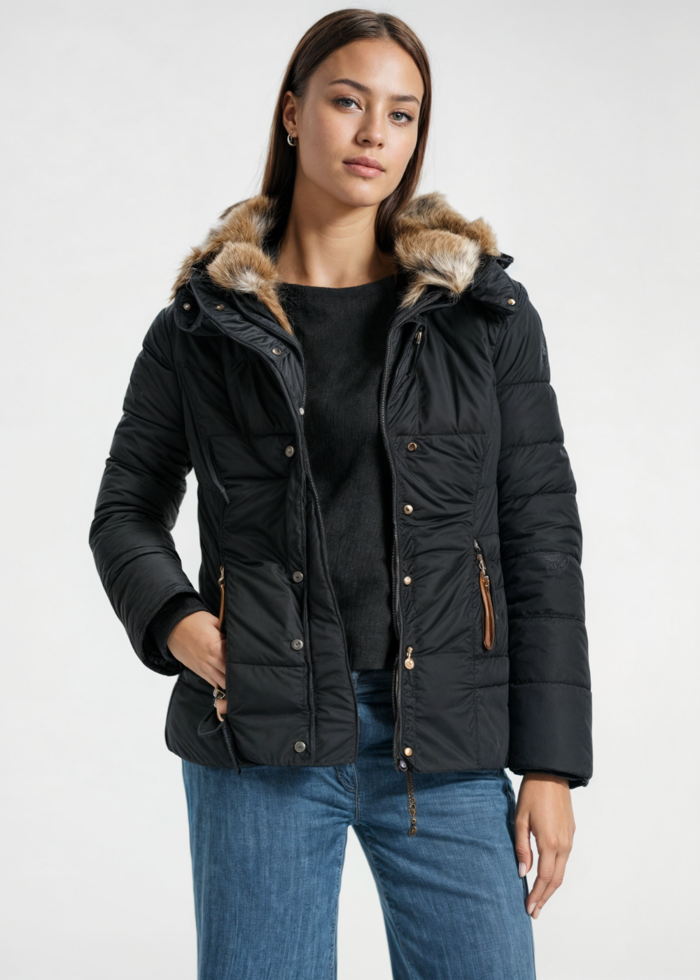 Women's Fleece Puffer Jacket Hooded Parka