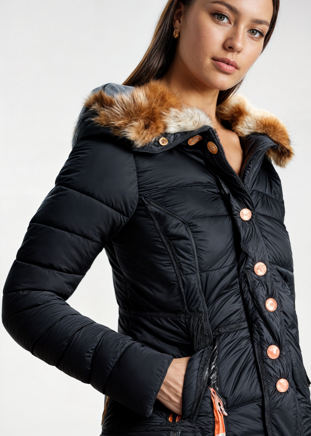 Women's Fleece Puffer Jacket Hooded Parka