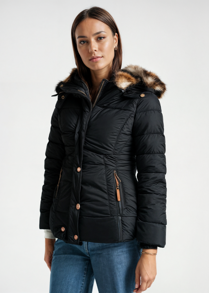 Women's Fleece Puffer Jacket Hooded Parka