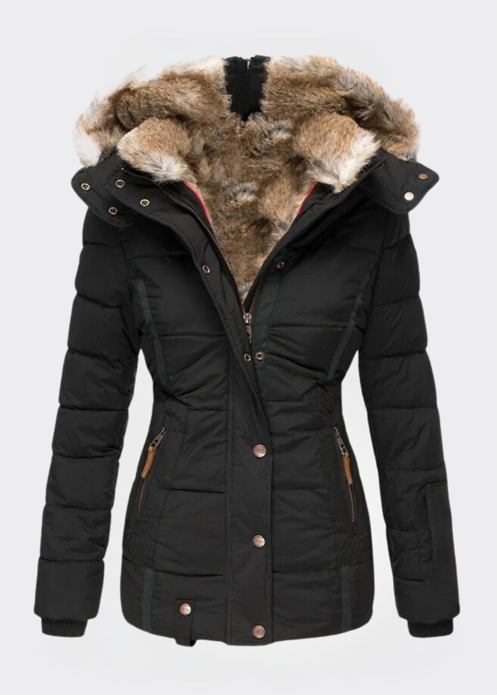 Women's Fleece Puffer Jacket Hooded Parka