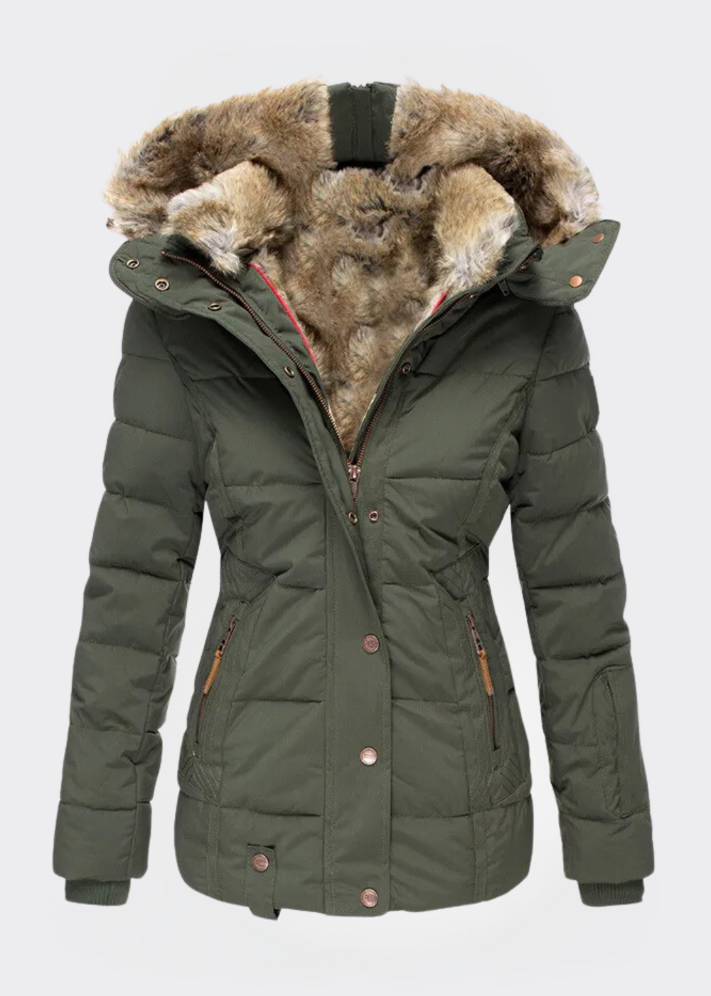 Women's Fleece Puffer Jacket Hooded Parka