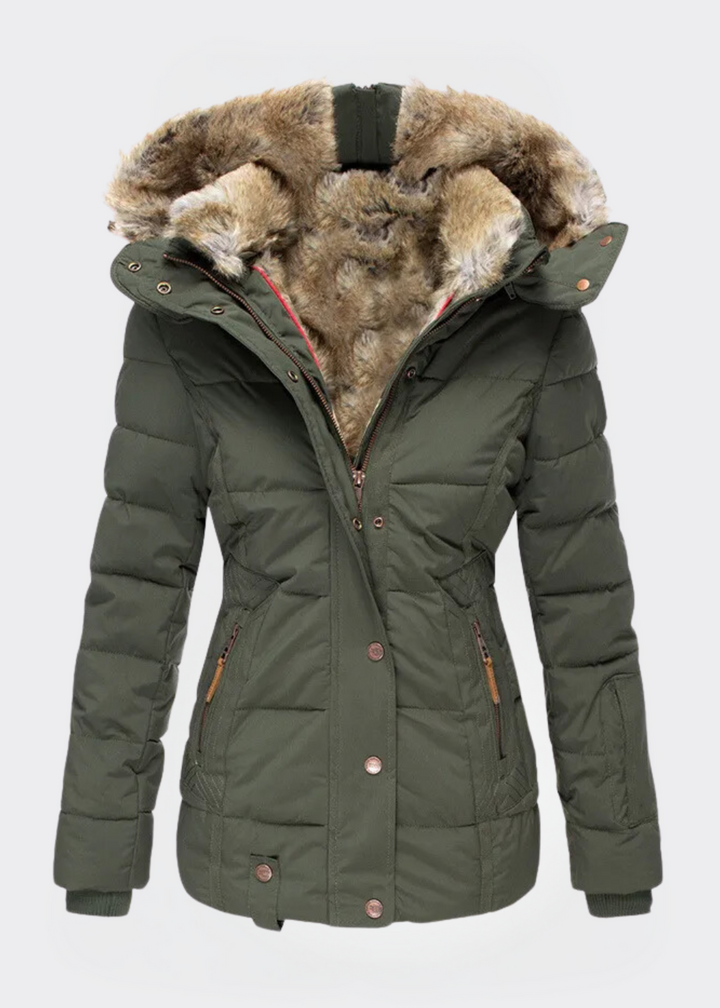 Women's Fleece Puffer Jacket Hooded Parka