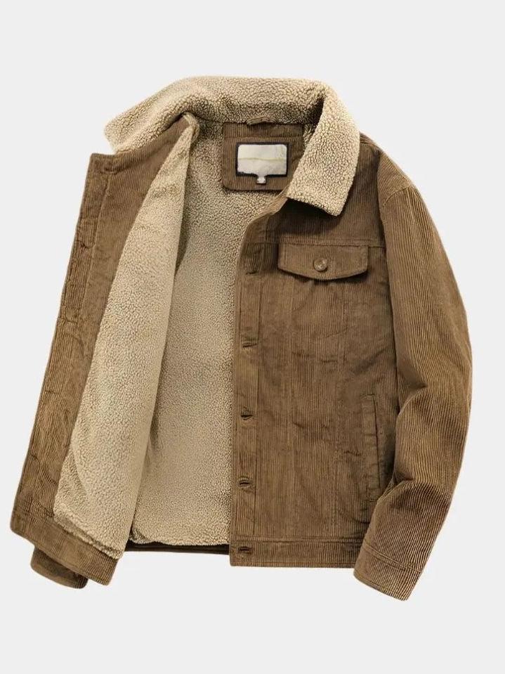 Men’s Fleece-Lined Corduroy Button-Front Trucker Jacket