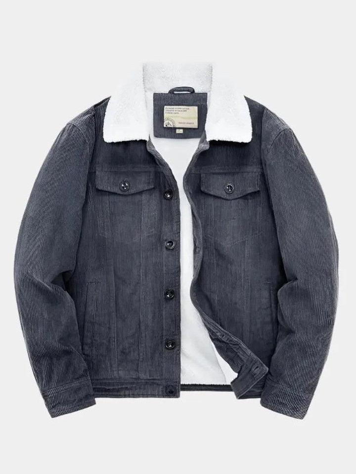 Men’s Fleece-Lined Corduroy Button-Front Trucker Jacket
