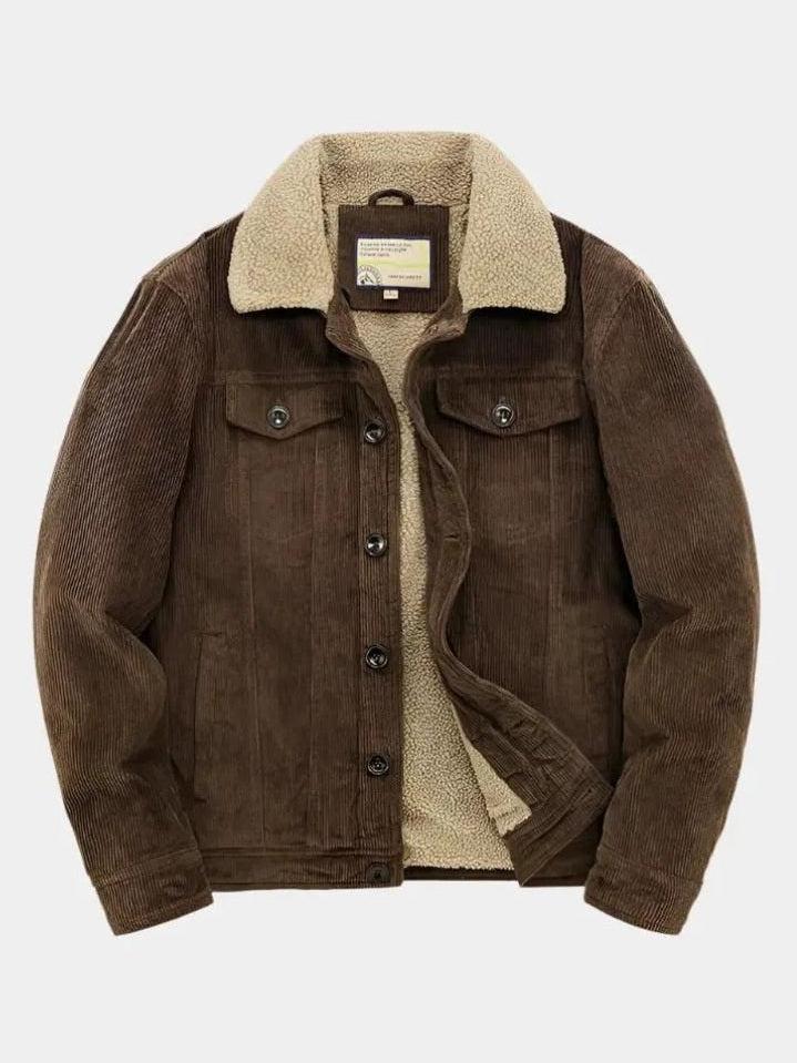 Men’s Fleece-Lined Corduroy Button-Front Trucker Jacket