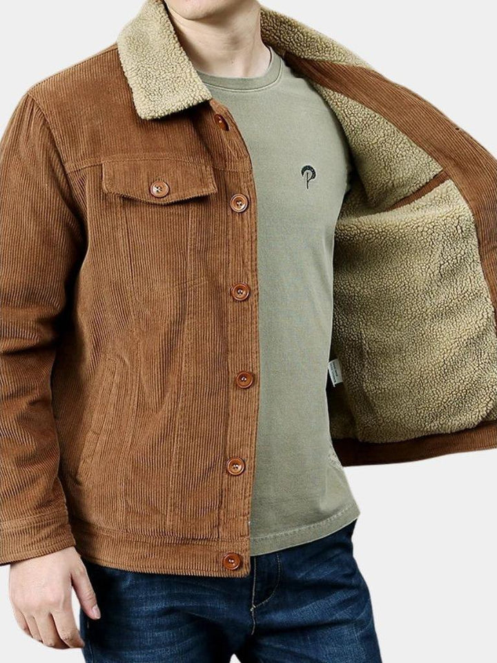 Men’s Fleece-Lined Corduroy Button-Front Trucker Jacket