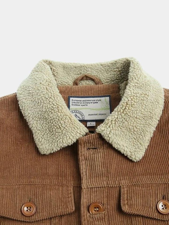 Men’s Fleece-Lined Corduroy Button-Front Trucker Jacket