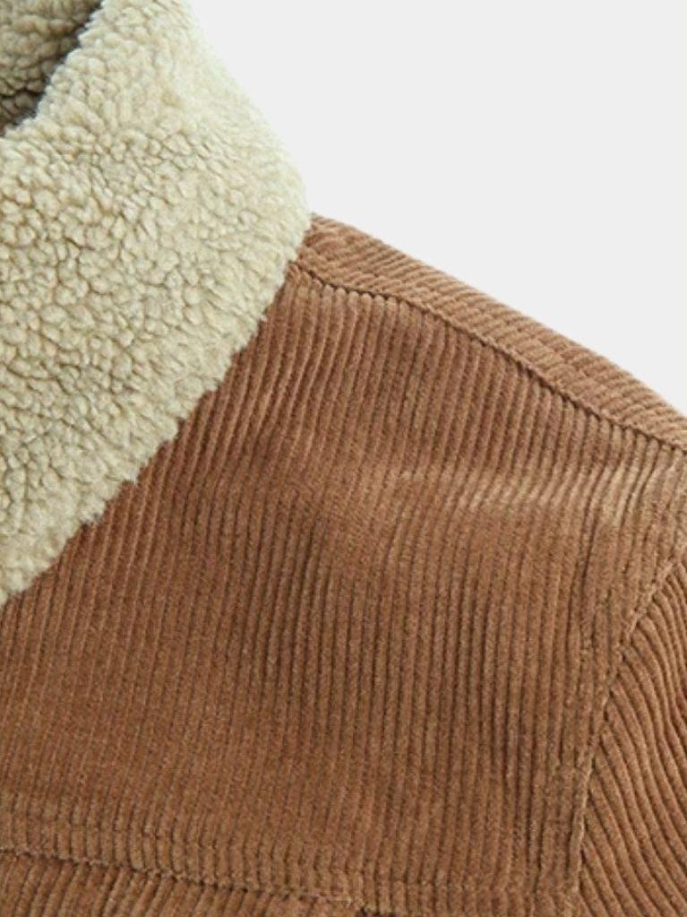 Men’s Fleece-Lined Corduroy Button-Front Trucker Jacket