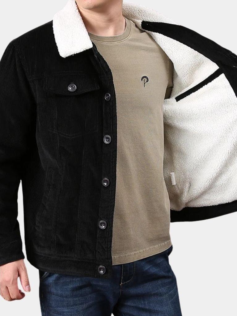 Men’s Fleece-Lined Corduroy Button-Front Trucker Jacket