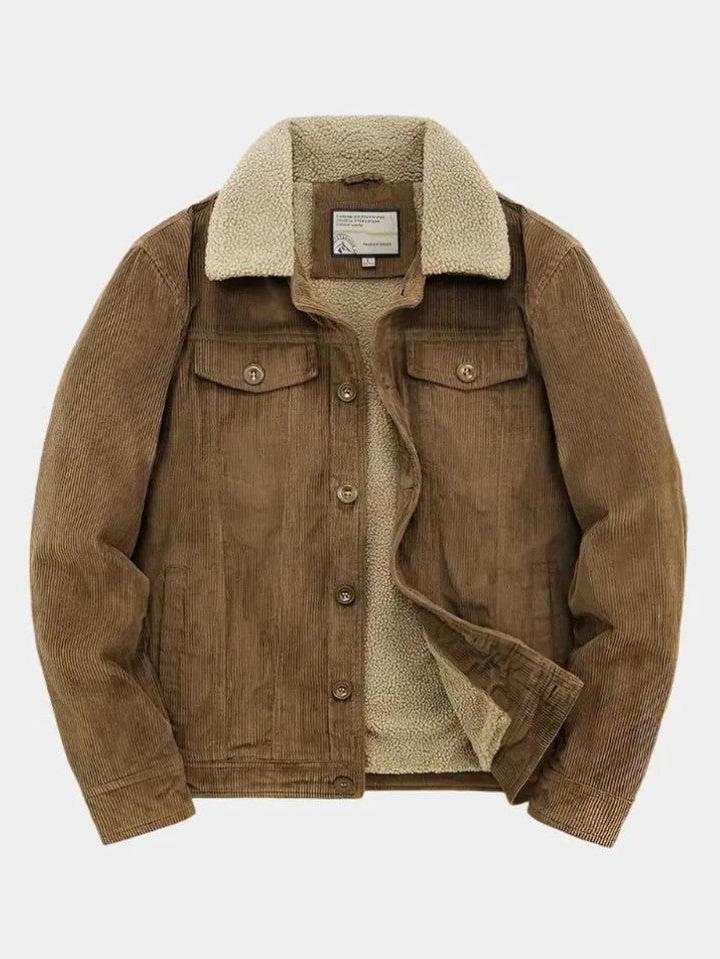 Men’s Fleece-Lined Corduroy Button-Front Trucker Jacket