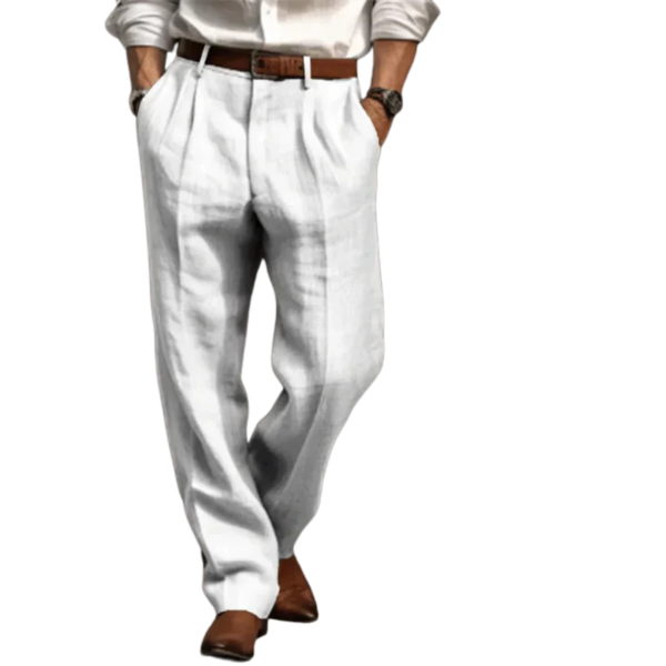 Men's Trousers Linen Wide Leg Pleated Casual Tailored Pants