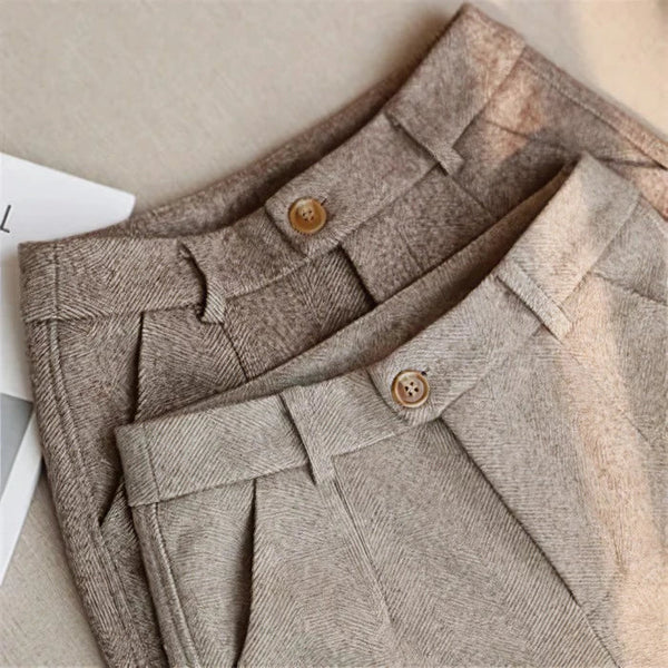 Men's Merino Wool Trousers Slim Fit Smart Casual Dress Pants