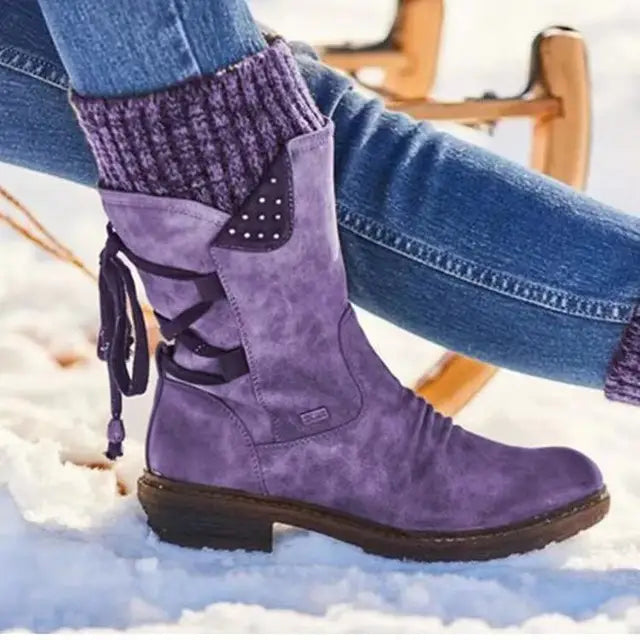 Women's Leather Mid Calf Boots