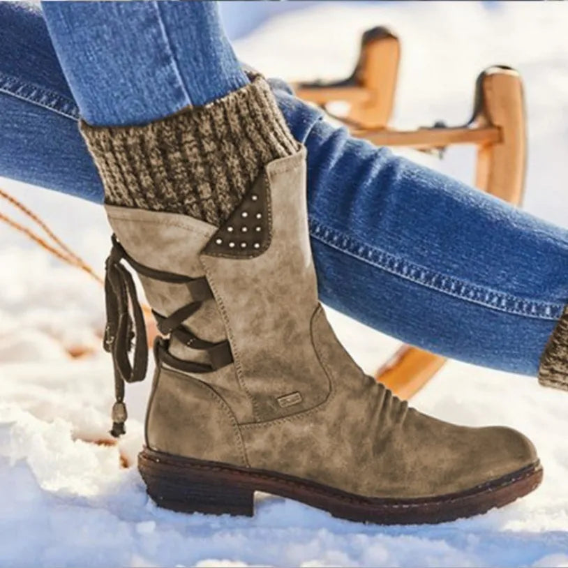 Women's Leather Mid Calf Boots