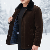 Men's Wool Blend Jacket with Faux Fur Collar