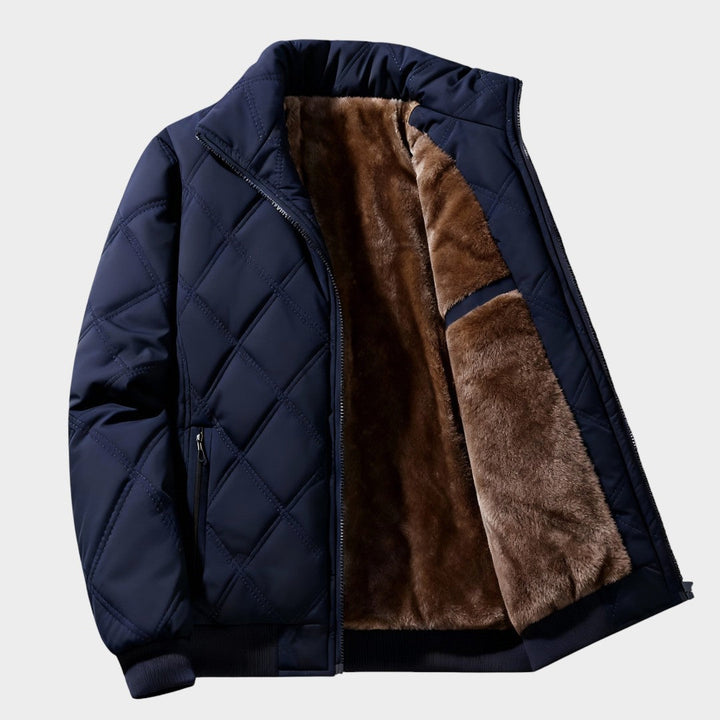 Men’s Fleece-Lined Quilted Nylon Bomber Jacket