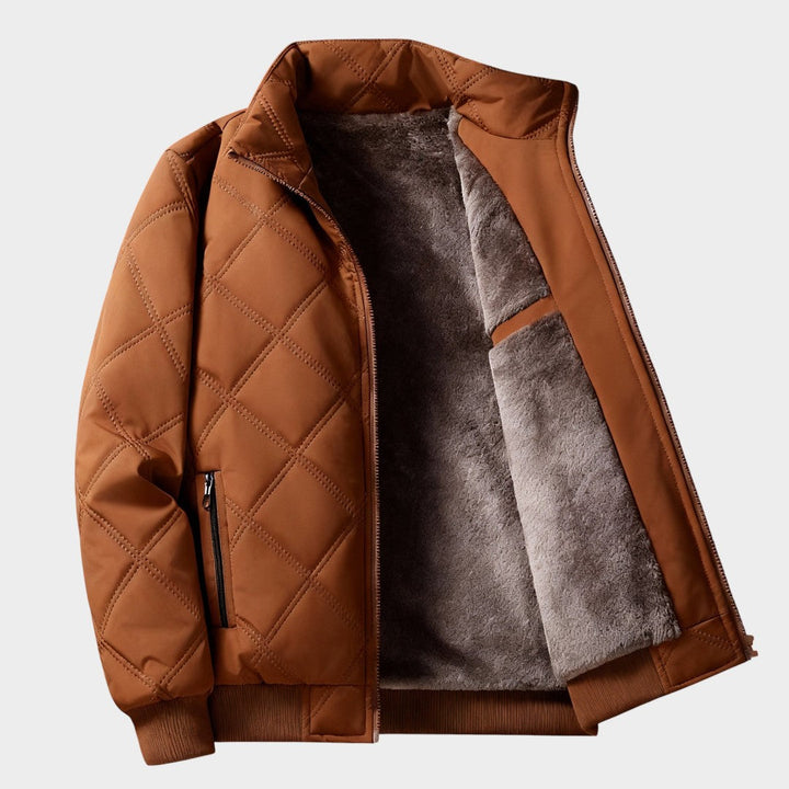 Men’s Fleece-Lined Quilted Nylon Bomber Jacket