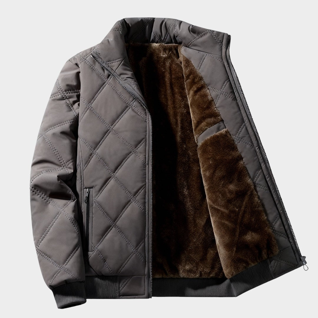Men’s Fleece-Lined Quilted Nylon Bomber Jacket