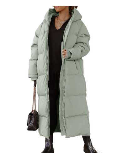Women's Long Puffer Coat Fleece Hooded Jacket