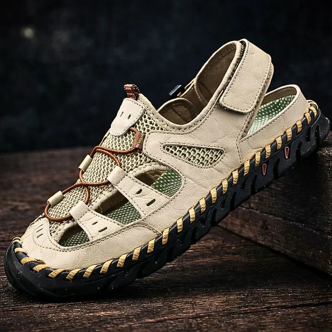 Men's Leather Fisherman Sandals Hiking Outdoor Footwear