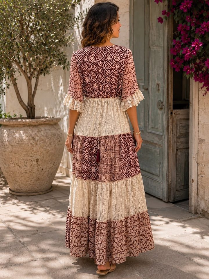 Women's Boho Maxi Dress Lightweight Knit Beachwear Outfit