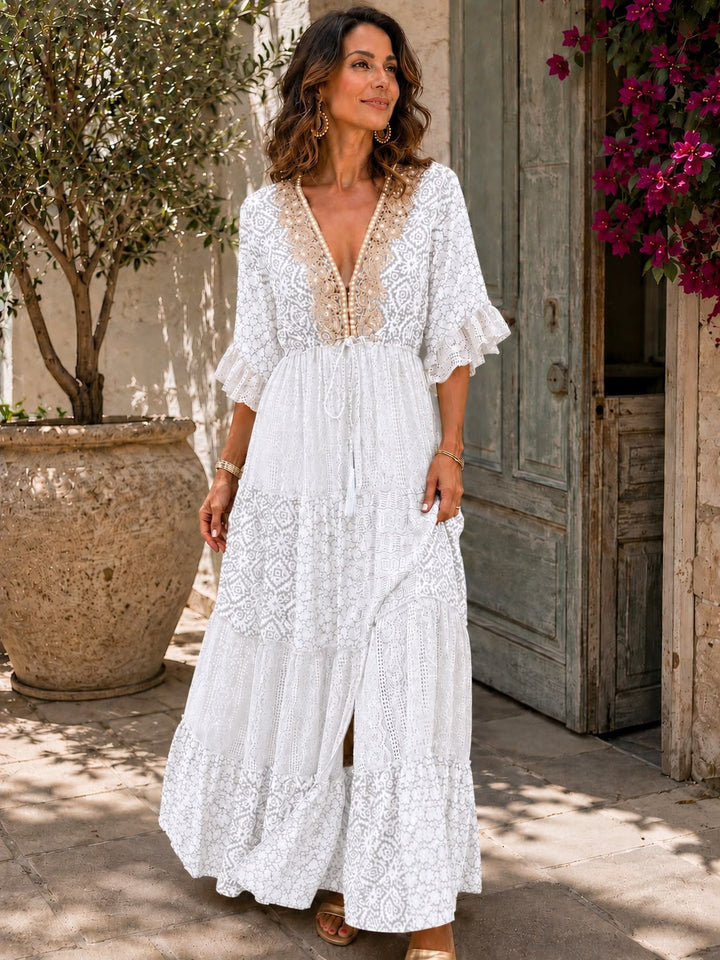 Women's Boho Maxi Dress Lightweight Knit Beachwear Outfit