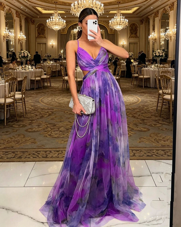 Women's Chiffon One Shoulder Evening Gown High Slit Formal Dress