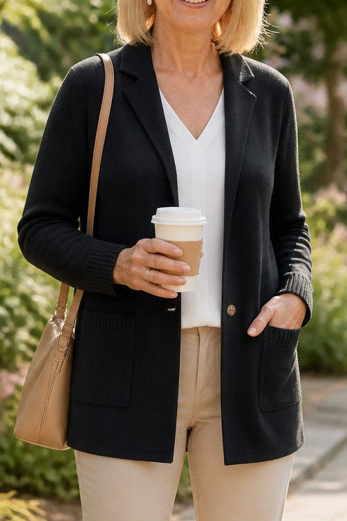 Blazer en maille pour femme, style chic décontracté, cardigan léger