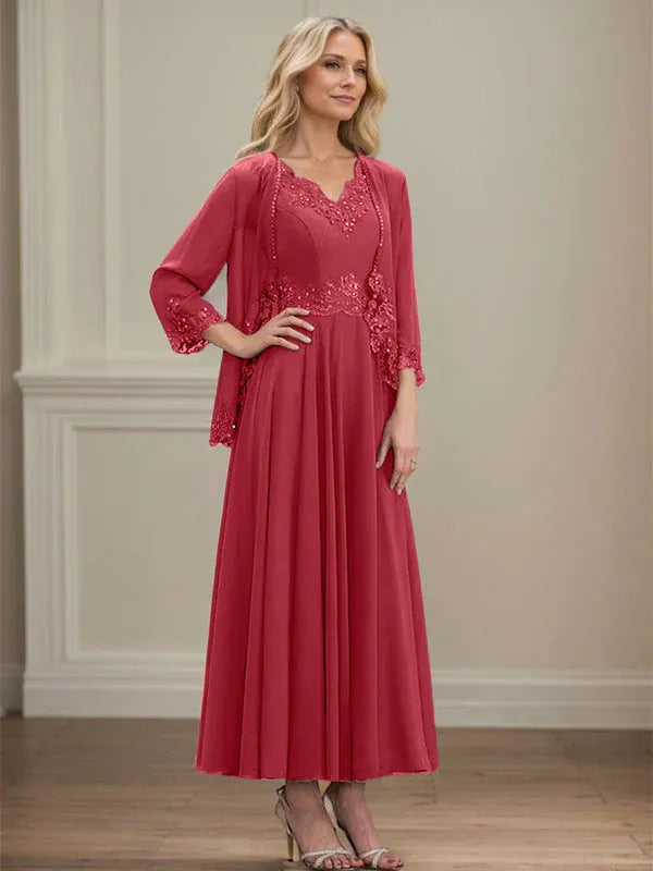 Women's Chiffon Evening Dress with Jacket