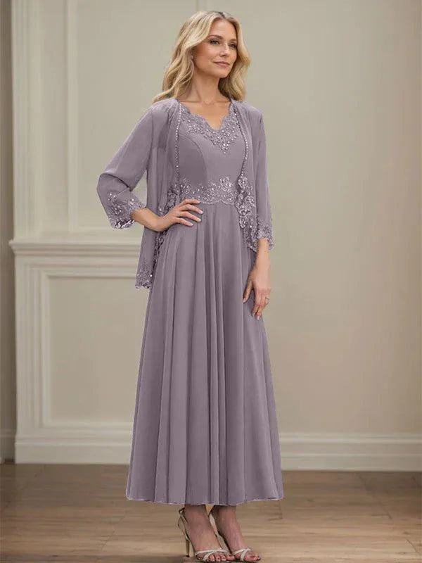 Women's Chiffon Evening Dress with Jacket
