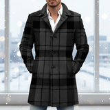Men's Wool Overcoat Plaid Trench Jacket