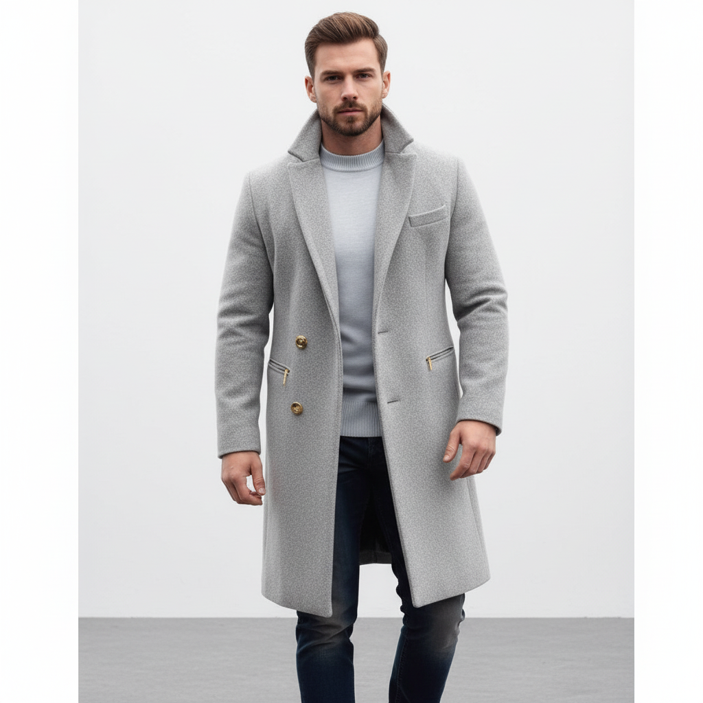 Men's Wool Blend Long Trench Overcoat