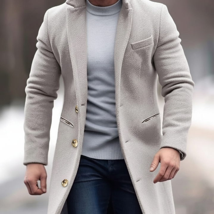 Men's Wool Blend Long Trench Overcoat