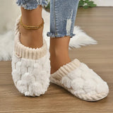 Women's Fleece Slippers Slip-On Knit House Shoes with Non-Slip Sole