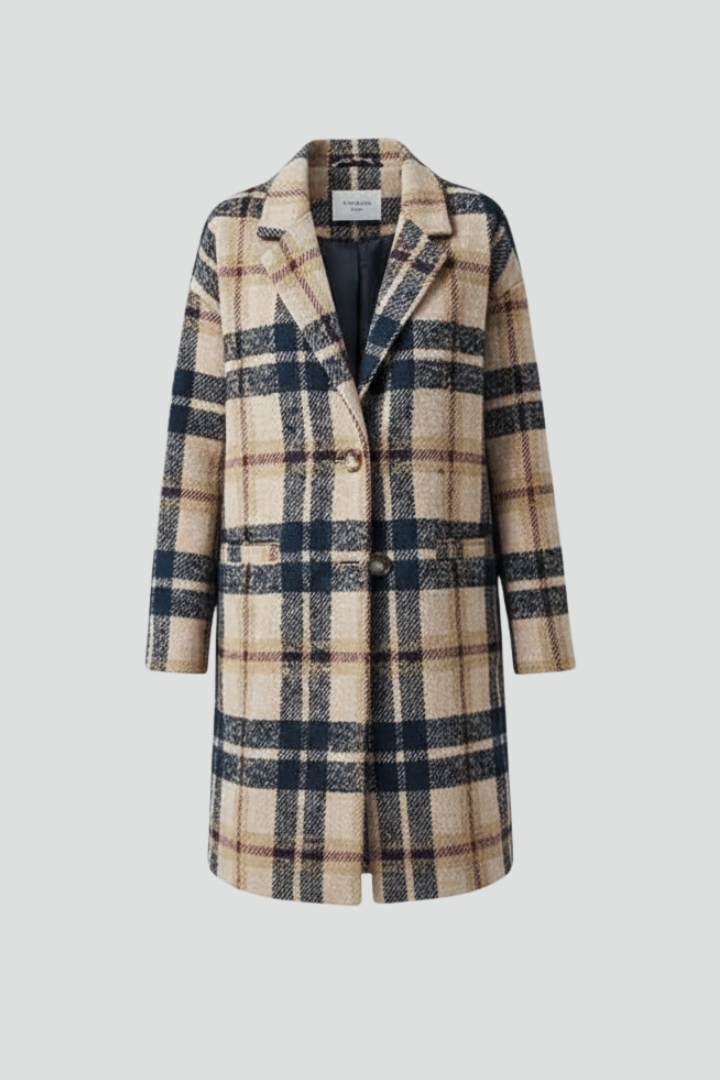 Women's Wool Mix Long-Coat Notched Lapel Button Front Coat