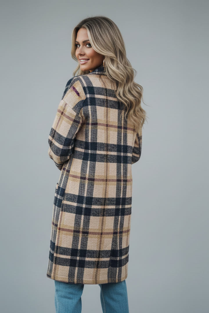 Women's Wool Mix Long-Coat Notched Lapel Button Front Coat