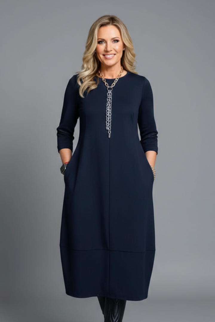 Women's Knit Oversized Longline Dress with Pockets