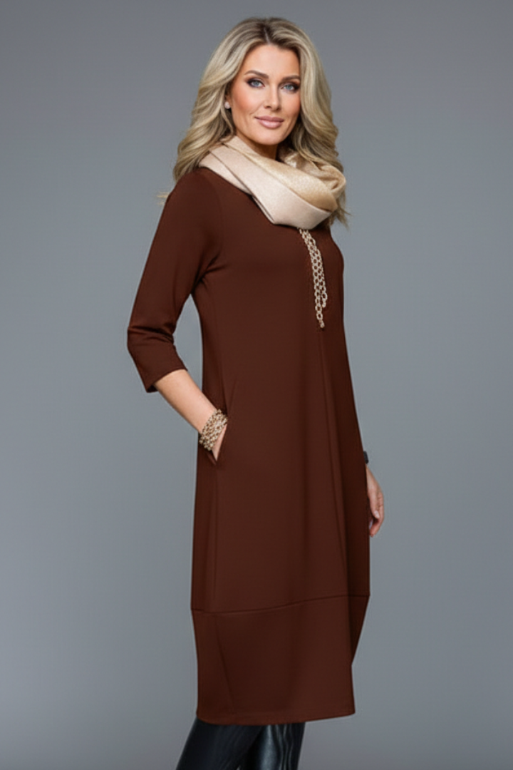 Women's Knit Oversized Longline Dress with Pockets