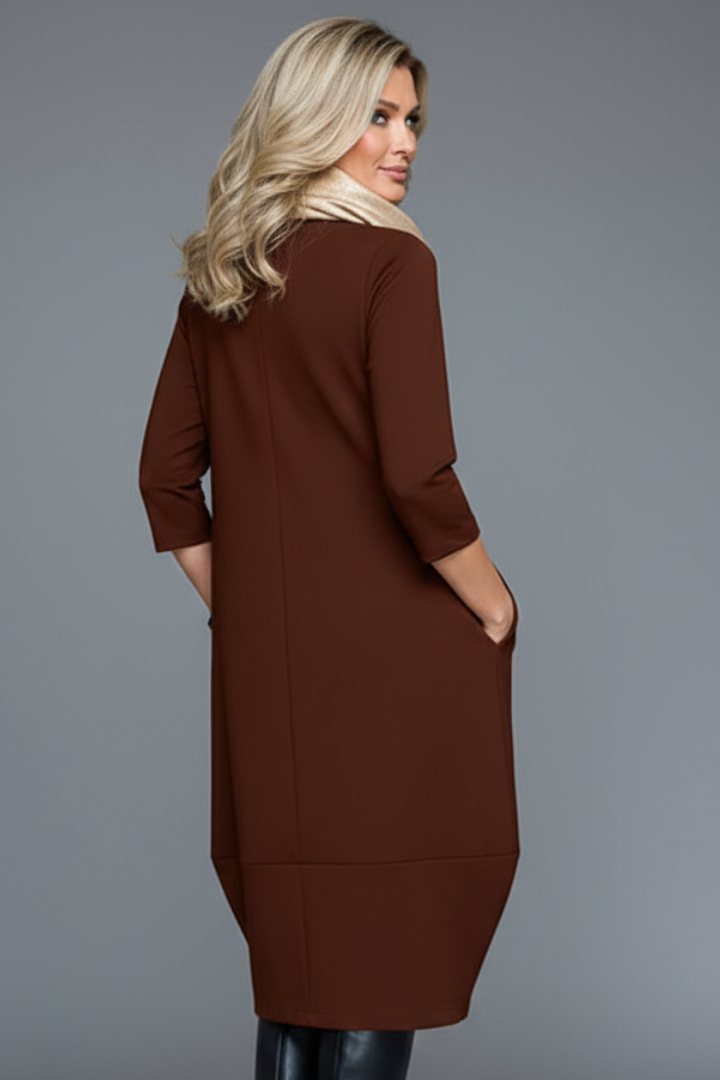 Women's Knit Oversized Longline Dress with Pockets