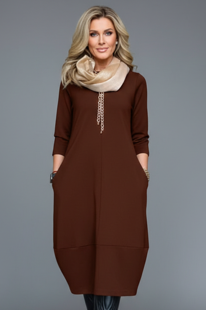 Women's Knit Oversized Longline Dress with Pockets