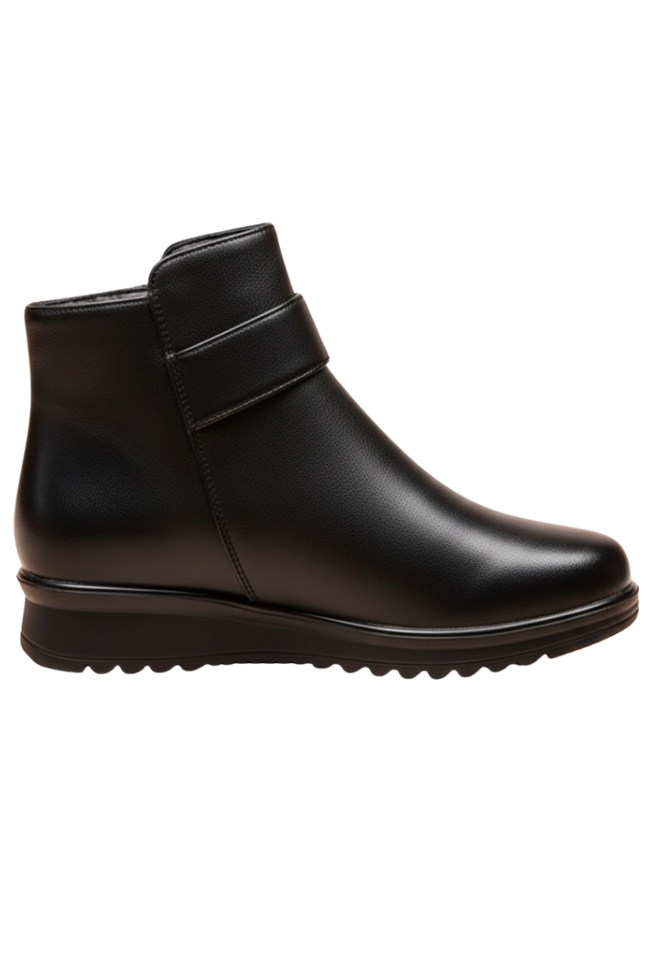 Bottines en cuir pour femmes, doublées en fausse fourrure, bottines chaudes