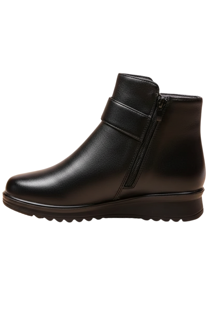 Bottines en cuir pour femmes, doublées en fausse fourrure, bottines chaudes