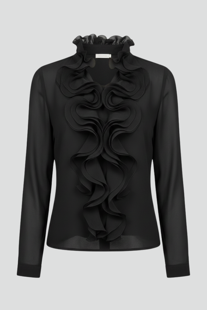 Women's Linen Ruffled Long Sleeve Blouse